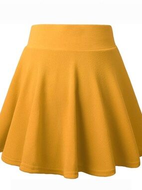 Flattering Mustard Yellow Circle Skirt skort Smooth Waistband built in Shorts